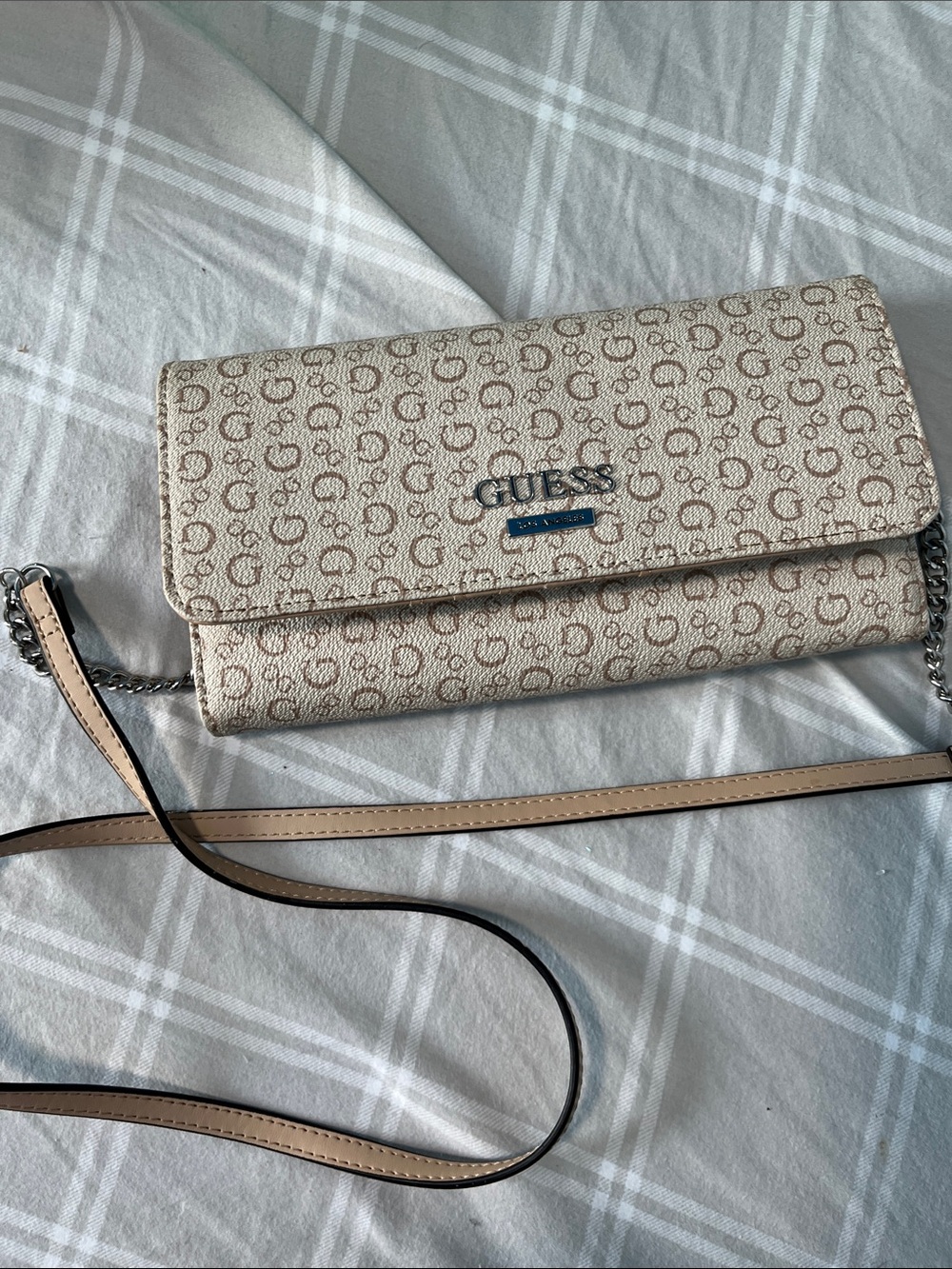 Guess Tan Monogram Key & Card Holder Phone holder, Wallet.
